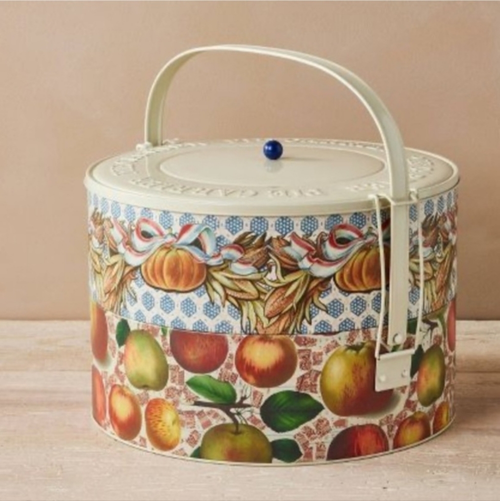 Fall Metal 11" Pie Transporter Fruit & Gourds - John Derian for Target NWT